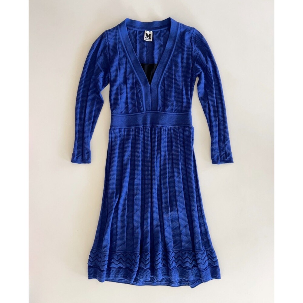 Missoni Blue Long Sleeve Knit Midi Dress β Size 36